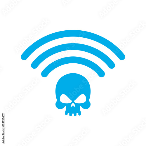 Wi-fi death. WiFi mortal. Wireless connection skull. Passing doo