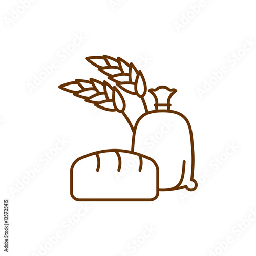 flour bag Line icon. Sign for production of bread and bakery