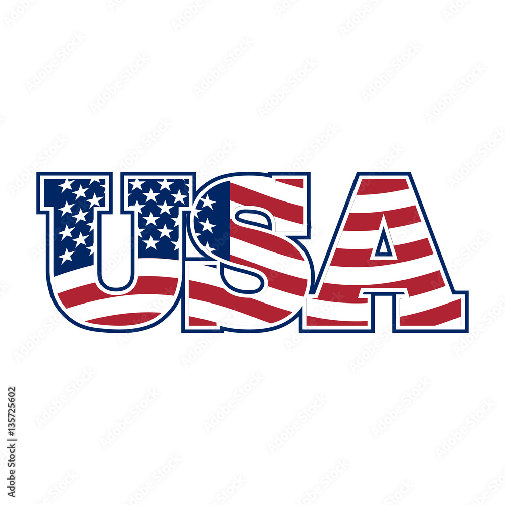 USA lettering. Flag of America and letters. National sign