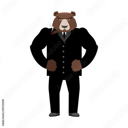 Bear boss. Grizzly businessman in business suit. Wild animal