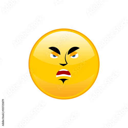 Angry Emoji isolated. Aggressive yellow circle emotion isolated