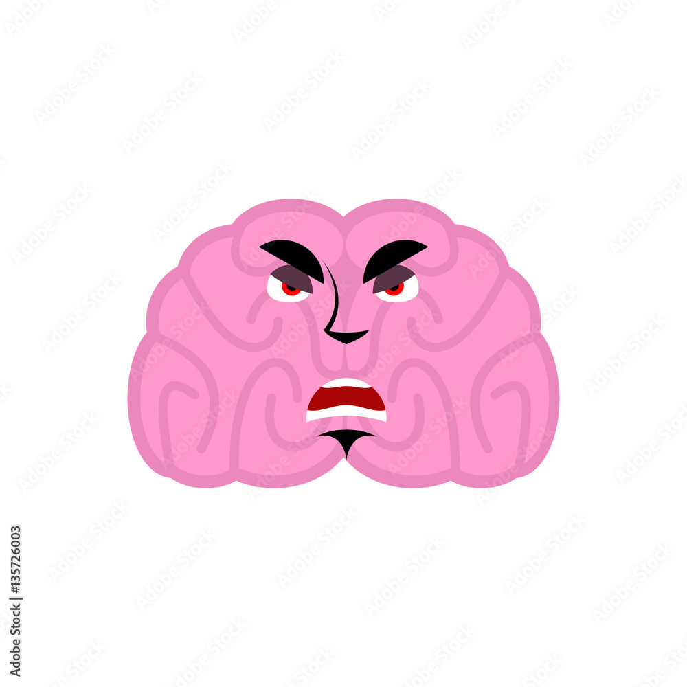 brain angry emotion. Human brains Emoji evil. Isolated Mind brain angry emotion. Human brains Emoji evil. Isolated Mind