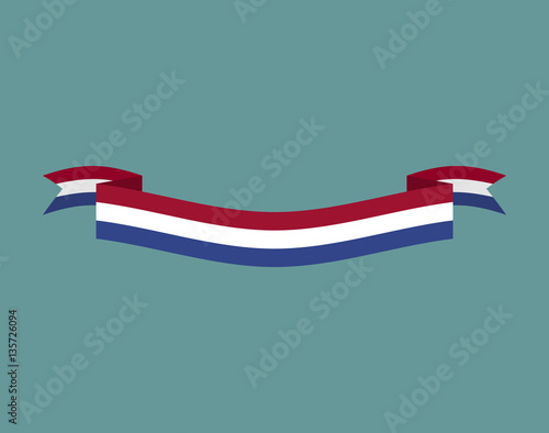 Netherlands flag ribbon isolated. Dutch tape banner. National sy