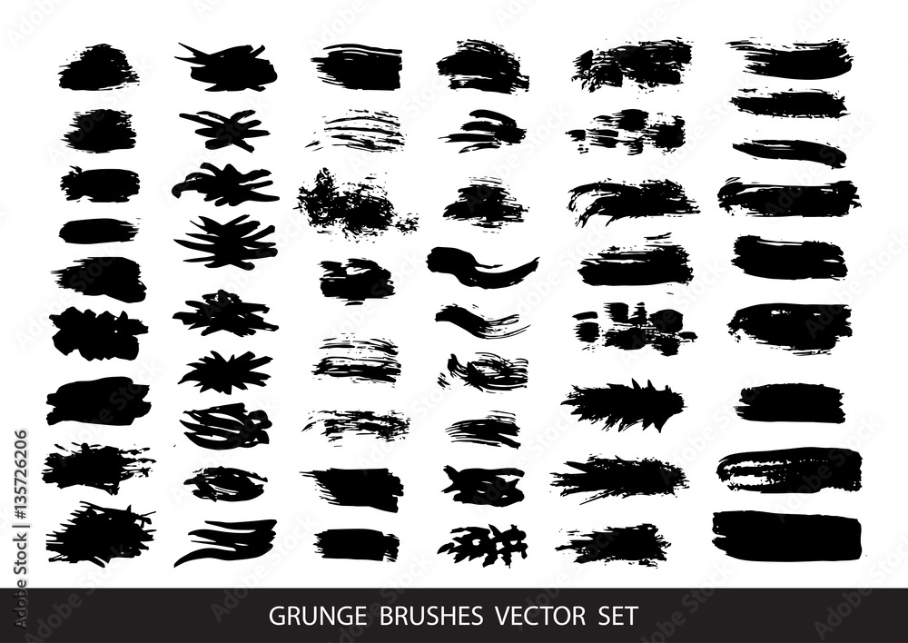 Set of black paint, ink, grunge, dirty brush strokes. Vector illustration. Set of black paint, ink, grunge, dirty brush strokes. Vector illustration.