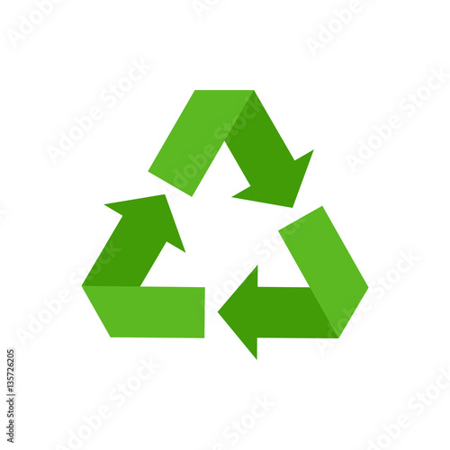 Recycling sign. Green recast symbol. Running emblem isolated
