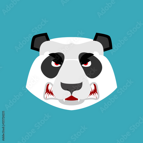 Panda angry Emoji. Chinese bear Aggressive emotion isolated
