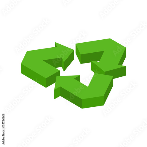 Recycling sign. Green recast symbol. Running emblem isolated