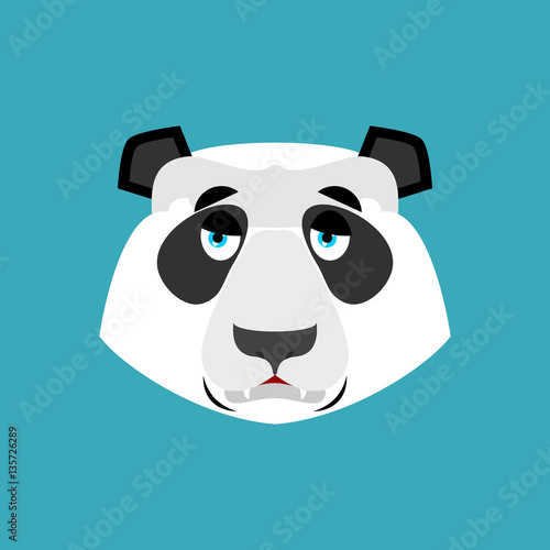 Panda sad Emoji. Chinese bear sadness emotion isolated