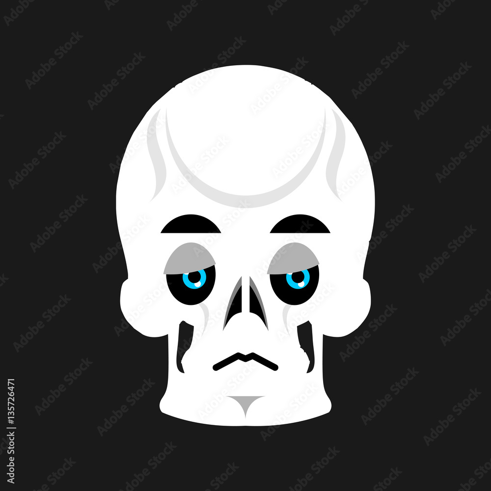 Skull Sad Emoji. skeleton head sorrowful emotion isolated Skull Sad Emoji. skeleton head sorrowful emotion isolated