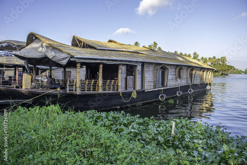 Kettuvallam houseboat on Kerala backwaters. India © sixpixx