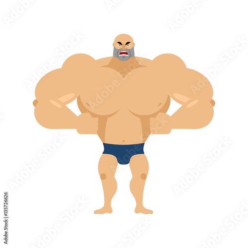 Athlete angry Emoji. aggressive bodybuilder. unkind sportsman. f