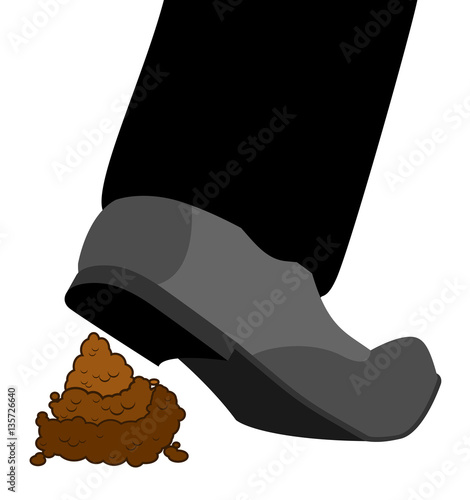 Stepping on shit. Shoes and turd. footwear and poop isolated