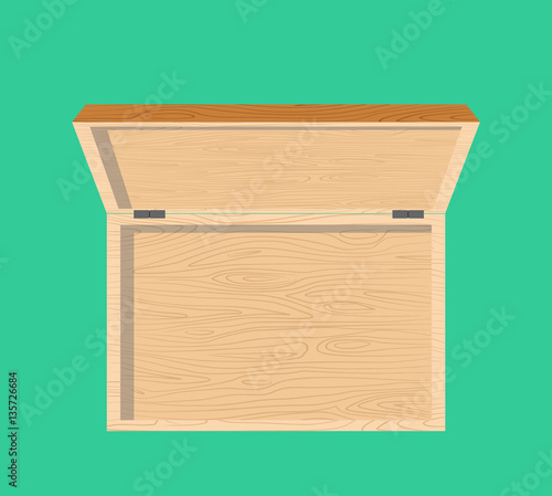 Open wooden box top view isolated. casket