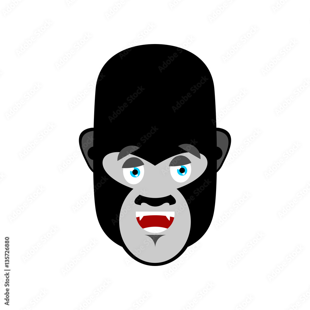 Gorilla happy Emoji. Monkey merry emotion isolated Gorilla happy Emoji. Monkey merry emotion isolated