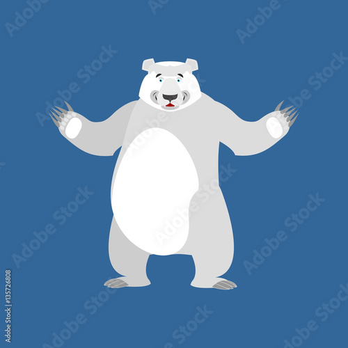 Polar Bear happy Emoji. Wild animal Arctic and Antarctic. Merry