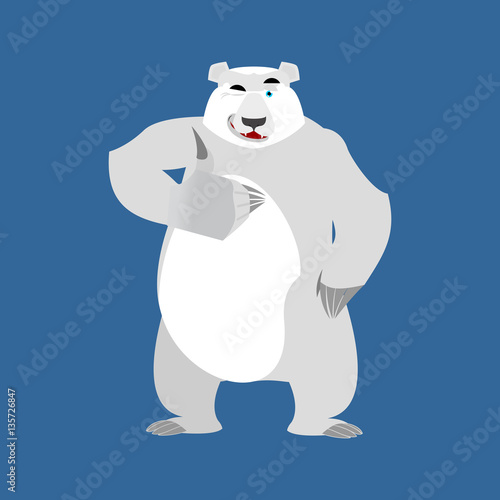 Polar Bear winks Emoji. Wild animal Arctic and Antarctic. Merry