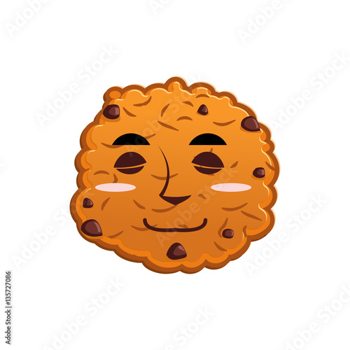 Cookies sleeps Emoji. biscuit emotion sleep. Food Isolated