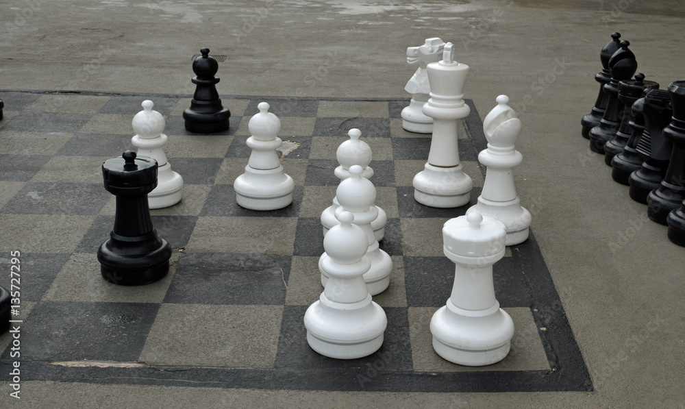 Chess pieces on ground