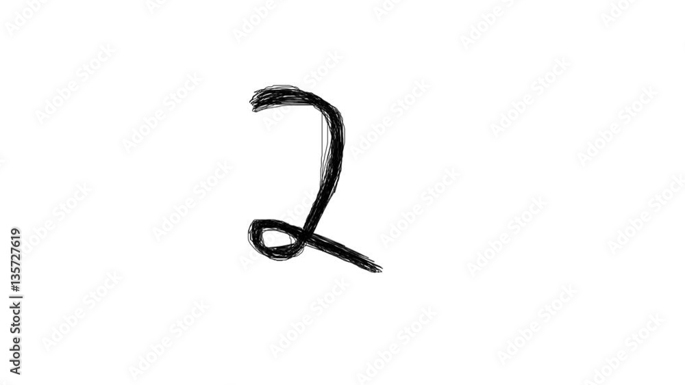 Handwritten number 2 (two) on pure white background. Doodle style animation made by hand. Handwritten number 2 (two) on pure white background. Doodle style animation made by hand.