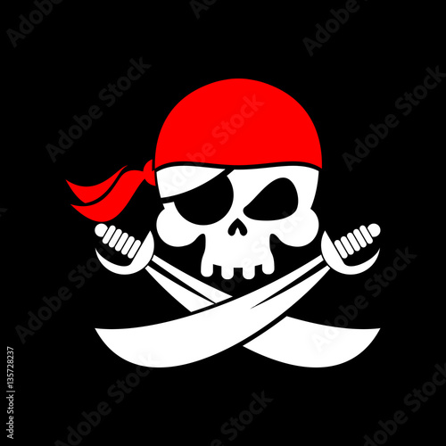 Obrazy Piraci  flaga-piratow-z-czaszka-i-dwoma-mieczami