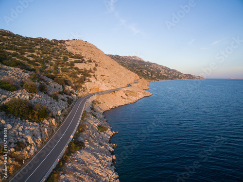 Aerial: Coastal Road Of Dalmatia, Croatia. Beautiful Sea Landscape