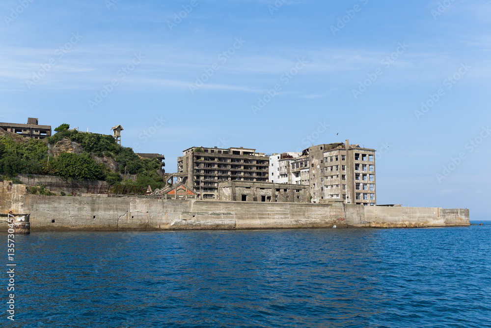 Naklejka premium Abandoned Hashima Island in Nagasaki city of Japan