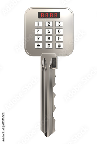 Electronic, digital key with a numeric keypad for entering the password. photo