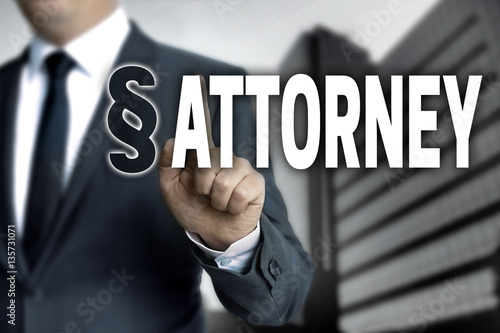 attorney touchscreen is operated by businessman