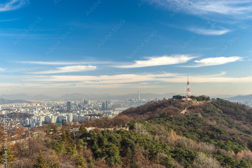 The best view of Seoul City at Seoul Tower in Seoul,South Korea
