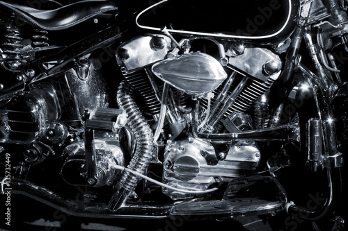 Details of retro engine on black background. © bint87