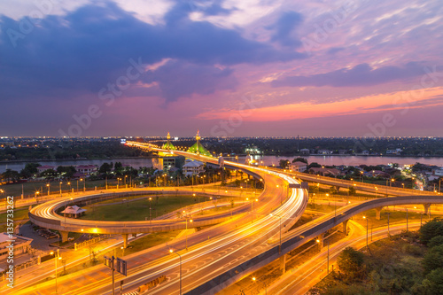 Bangkok expressway at sunset, Thailand