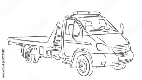 Sketch large tow truck. 