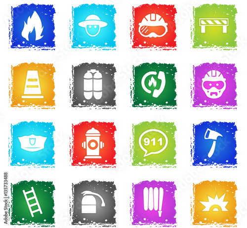 fire brigade icon set