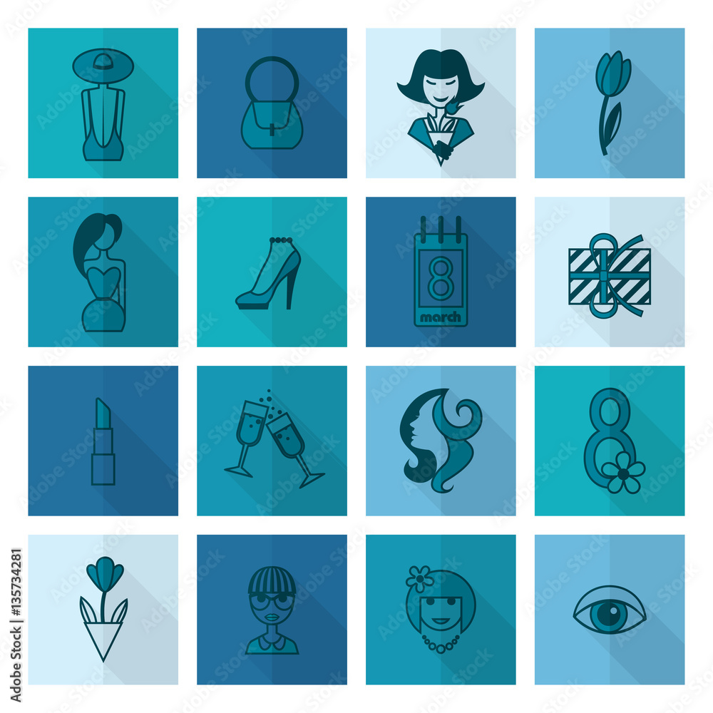 Womans Day Icon Set Womans Day Icon Set