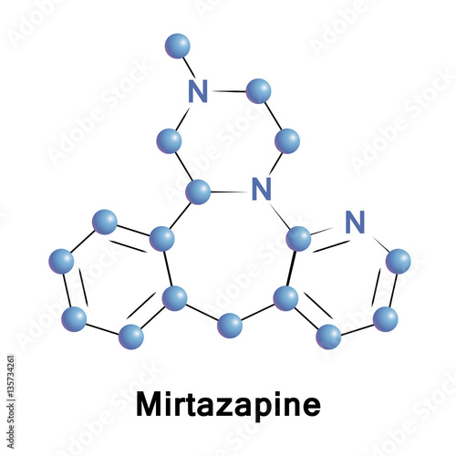 Mirtazapine is an atypical antidepressant with noradrenergic and specific serotonergic activity. It blocks the a2 adrenergic receptors and selectively antagonizes the 5HT2 serotonin receptors  photo