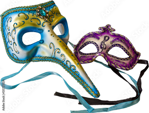 Carnival masks in white background