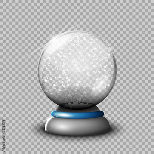 Snow glass transparent ball  vector illustration on a transparen