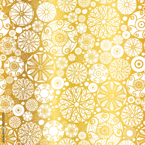 Vector Gold White Abstract Doodle Circles Seamless Pattern Background. Great ...