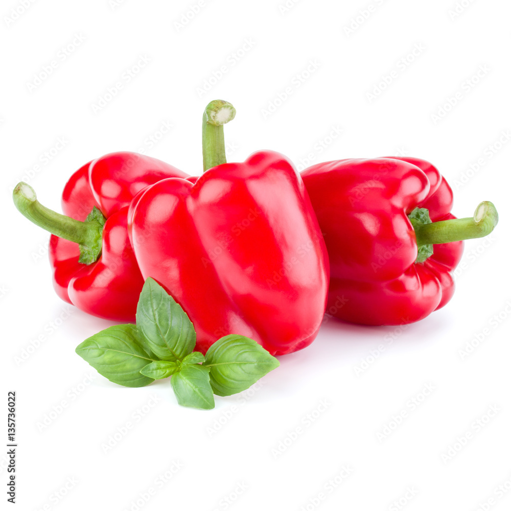 three sweet bell peppers isolated on white background cutout three sweet bell peppers isolated on white background cutout