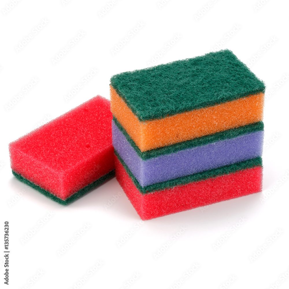 Stacked sponges isolated on white background cutout Stacked sponges isolated on white background cutout
