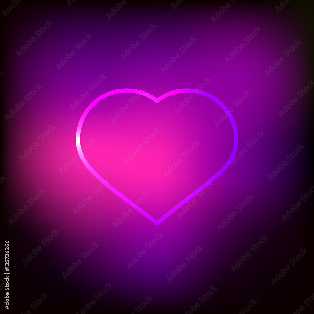 Pink Heart on a black background, valentines day