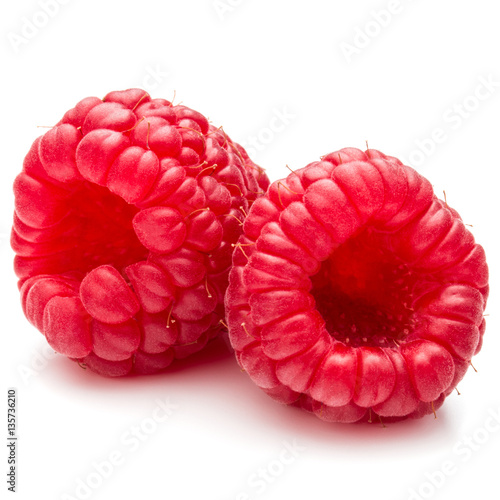 ripe raspberries isolated on white background close up