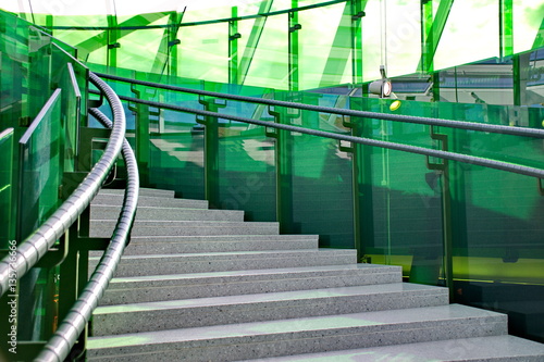 Canvas Print Stairway with green glass