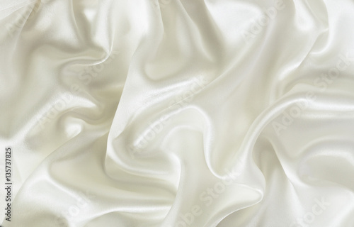 Closeup of white silk fabric
