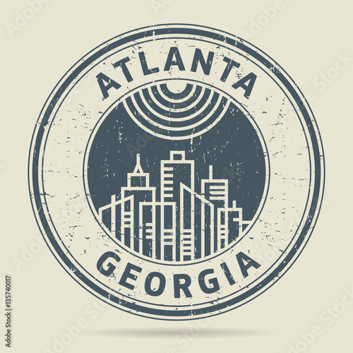 Grunge rubber stamp or label with text Atlanta, Georgia