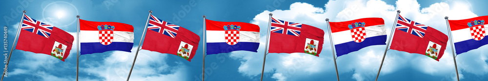 bermuda flag with Croatia flag, 3D rendering bermuda flag with Croatia flag, 3D rendering