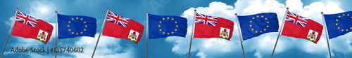 bermuda flag with european union flag, 3D rendering