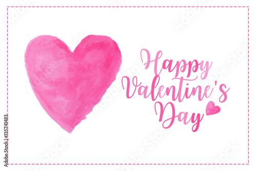 Foto pink heart watercolor paint isolated on white background with wo