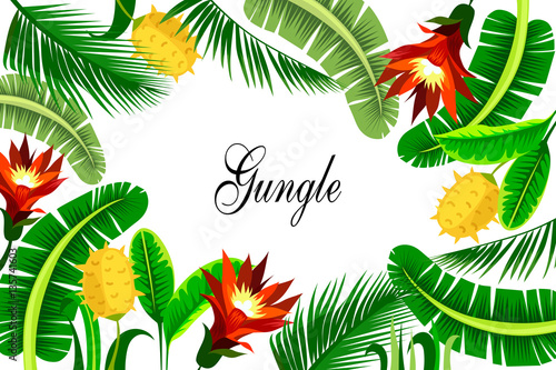 tropical background with exotic flowers. vector illustration