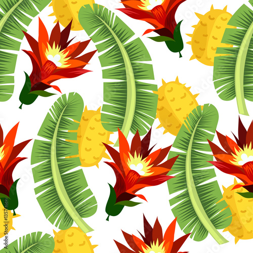 tropical seamless pattern with flowers.